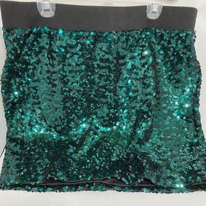 TORRID- Green Sequin Mini Skirt- size 2